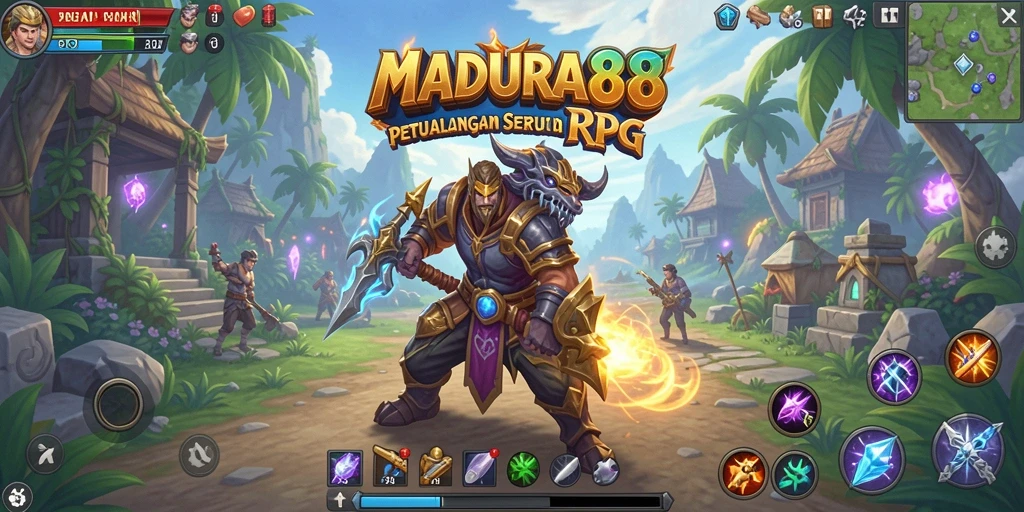Tampilan gameplay seru dalam MADURA88, penuh dengan aksi RPG.