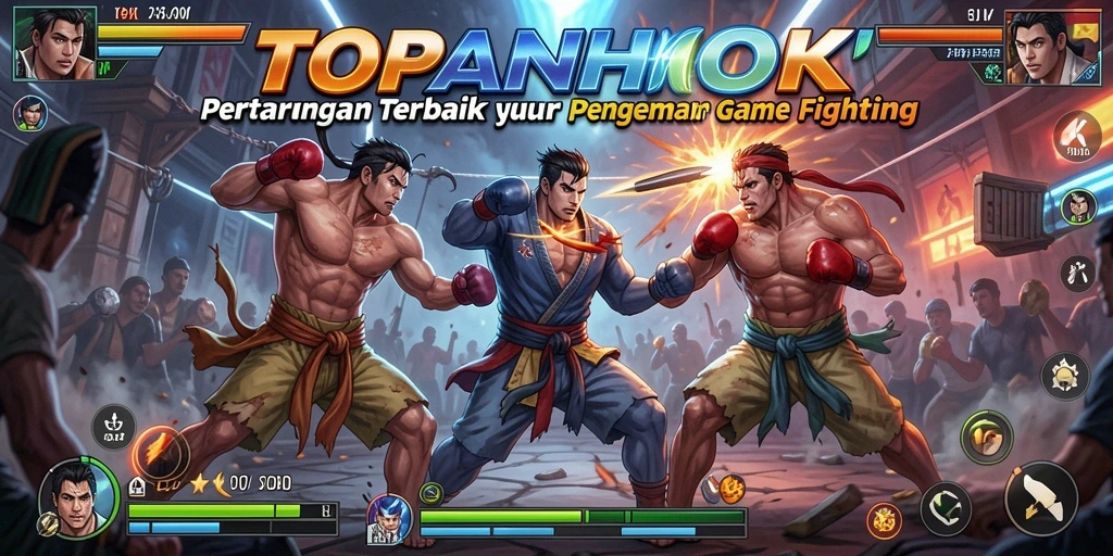 Tampilan aksi seru dalam gameplay TOPANHOKI dengan pertarungan intens.